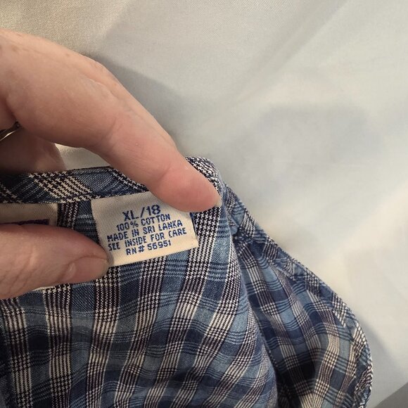 Vintage North Crest Dress Blue Plaid Size XL Button-up Pockets 90's Sleeveless - Picture 6 of 8